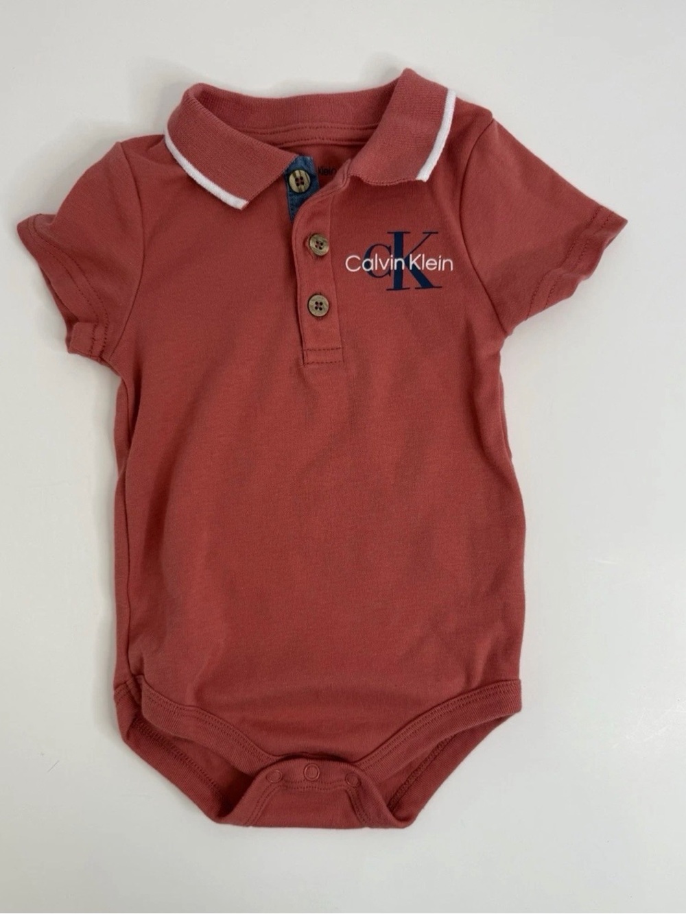 Calvin Klein Baby Boy Polo Bodysuit, Collared . Short Sleeve 18 Month